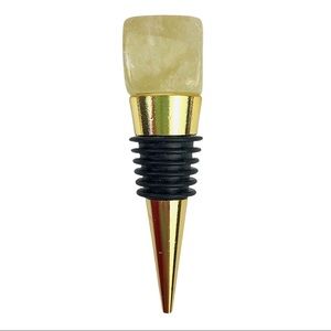 Citrine stone wine topper yellow gold bottle stopper rock square cut crystal mom